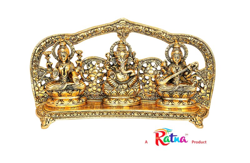 Lakshmi ganesh saraswati idol made in metal