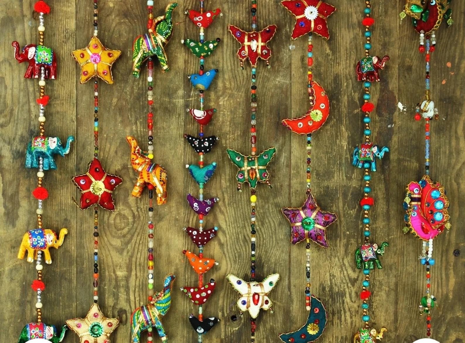 Handmade Rajasthani Beaded Garland: Boho Indian Door Hanging Decor (2 Piece)