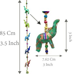 Indian Fabric Hanging Elephants String Decoration - Pack of 2