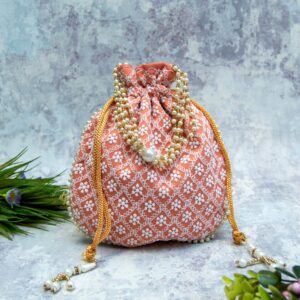 Embroidered Pearl Handle Potli Bag by Ratna Handicrafts