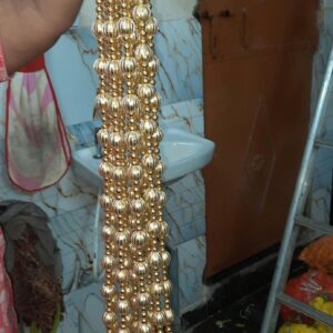 Premium Handcrafted Golden Gota Patti Hanging Latkan with Ghungroo – 4 Feet (Pack of 10)